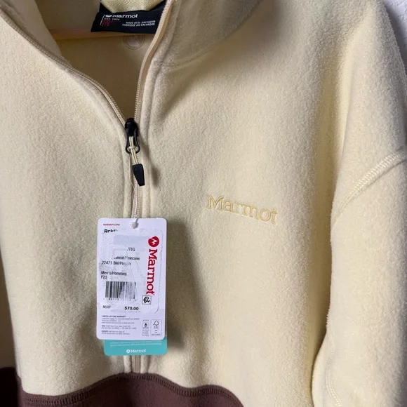 Marmot Rocklin Yellow and Brown Fleece Jacket - Picture 4 of 5